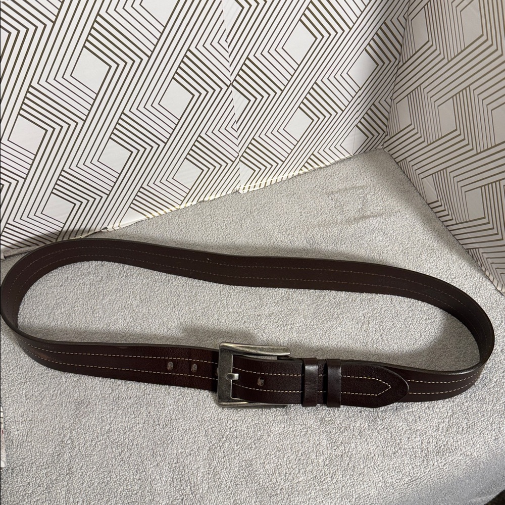 Martin Dingman Brown Leather Belt‎ with Silver Buckle size 38 bridle leather